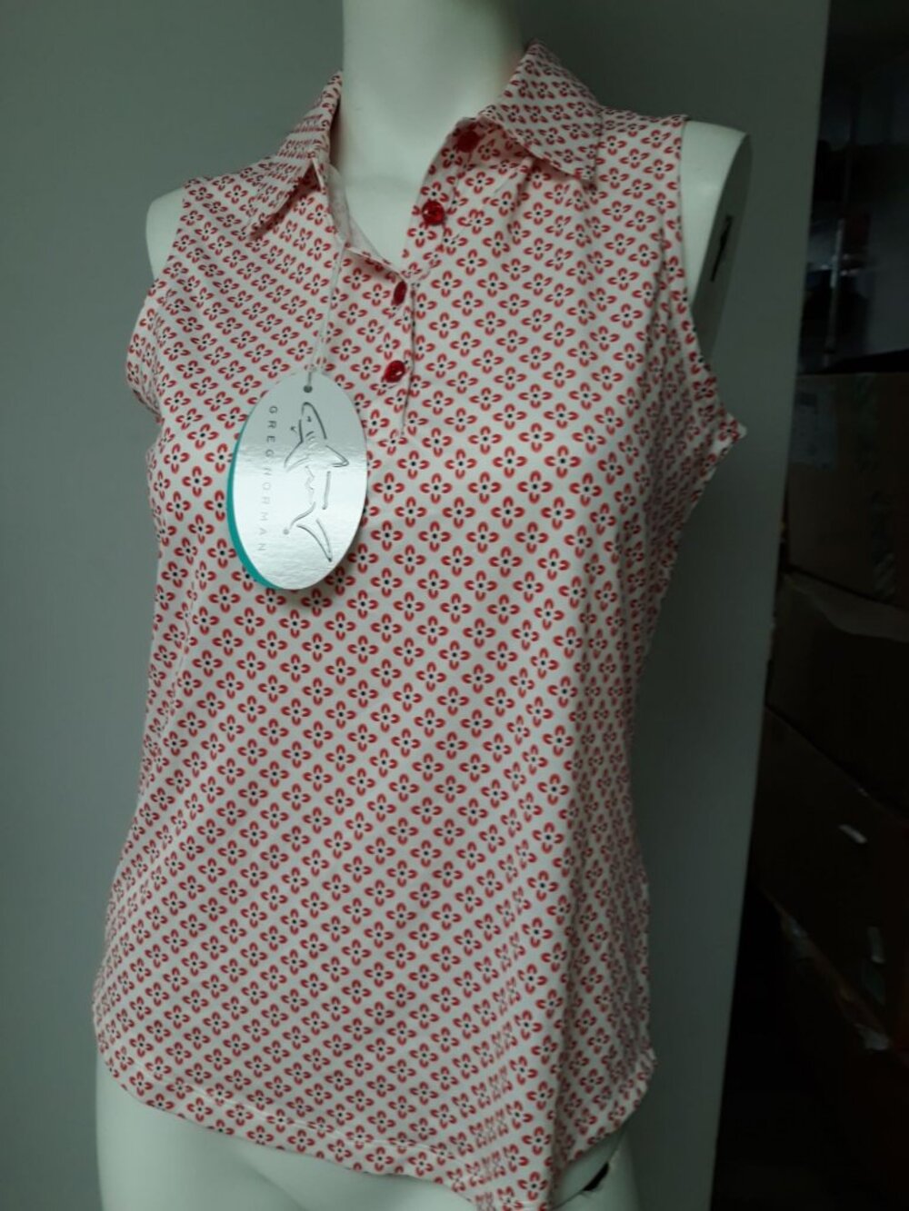 Greg Norman Women's Golf Shirt Red White Size XS NEW WITH TAGS!